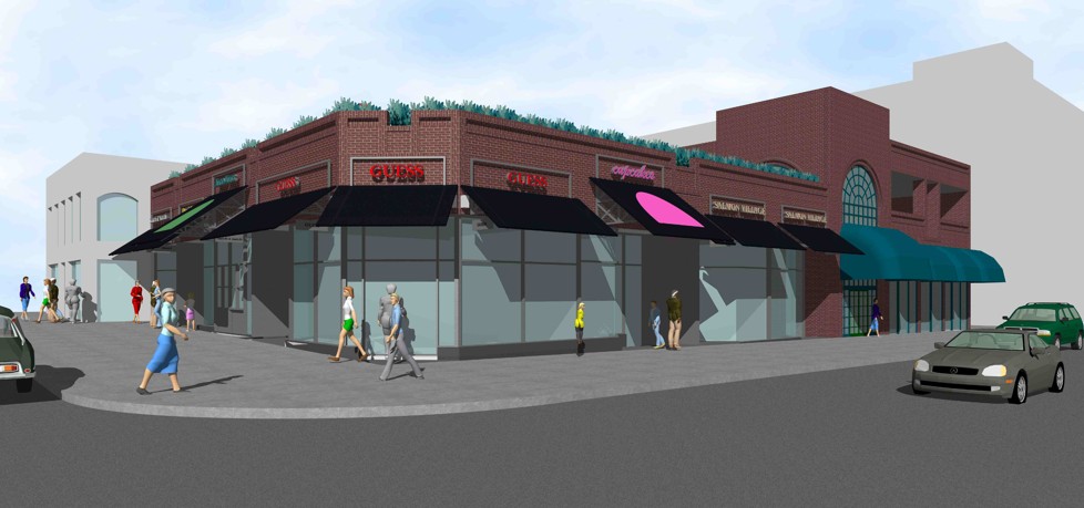 Architectural rendering of a mixed use building on Robson Street managed by KAP Management Ltd.