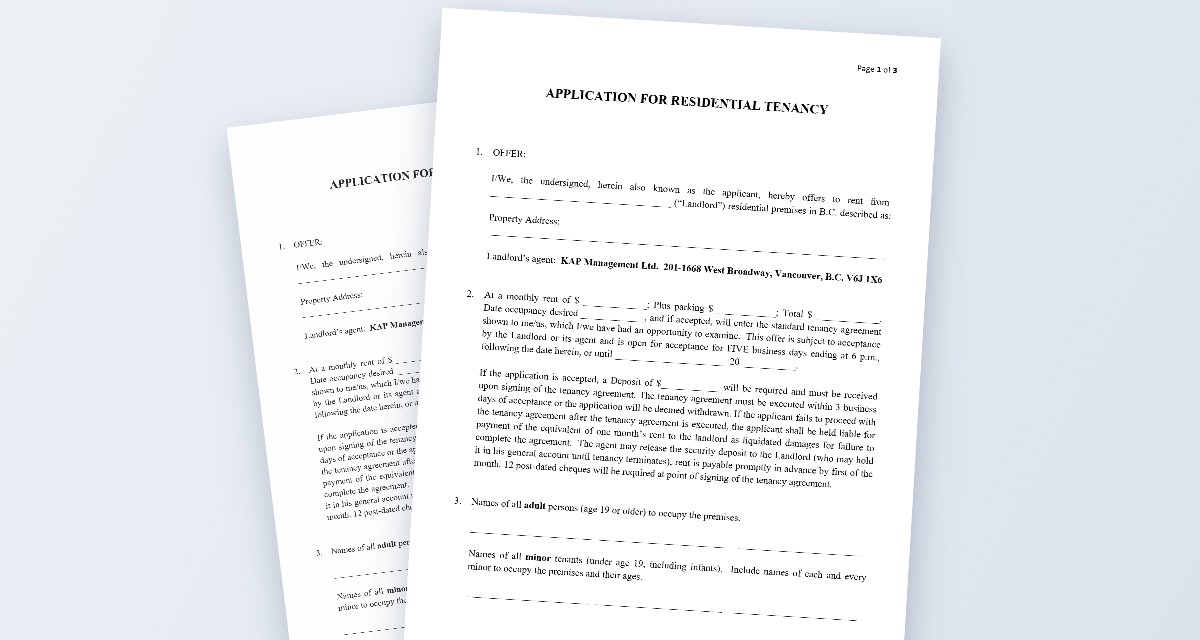 KAP Management tenancy application forms